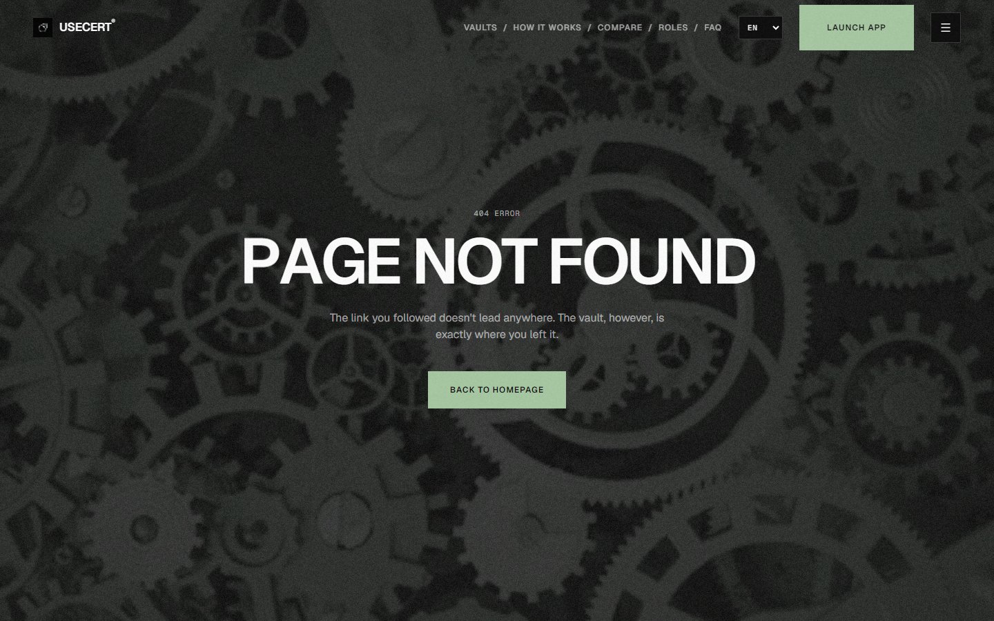An unknown vault is a 404