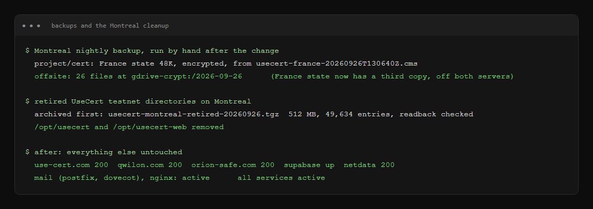 Third backup copy offsite, and the Montreal cleanup
